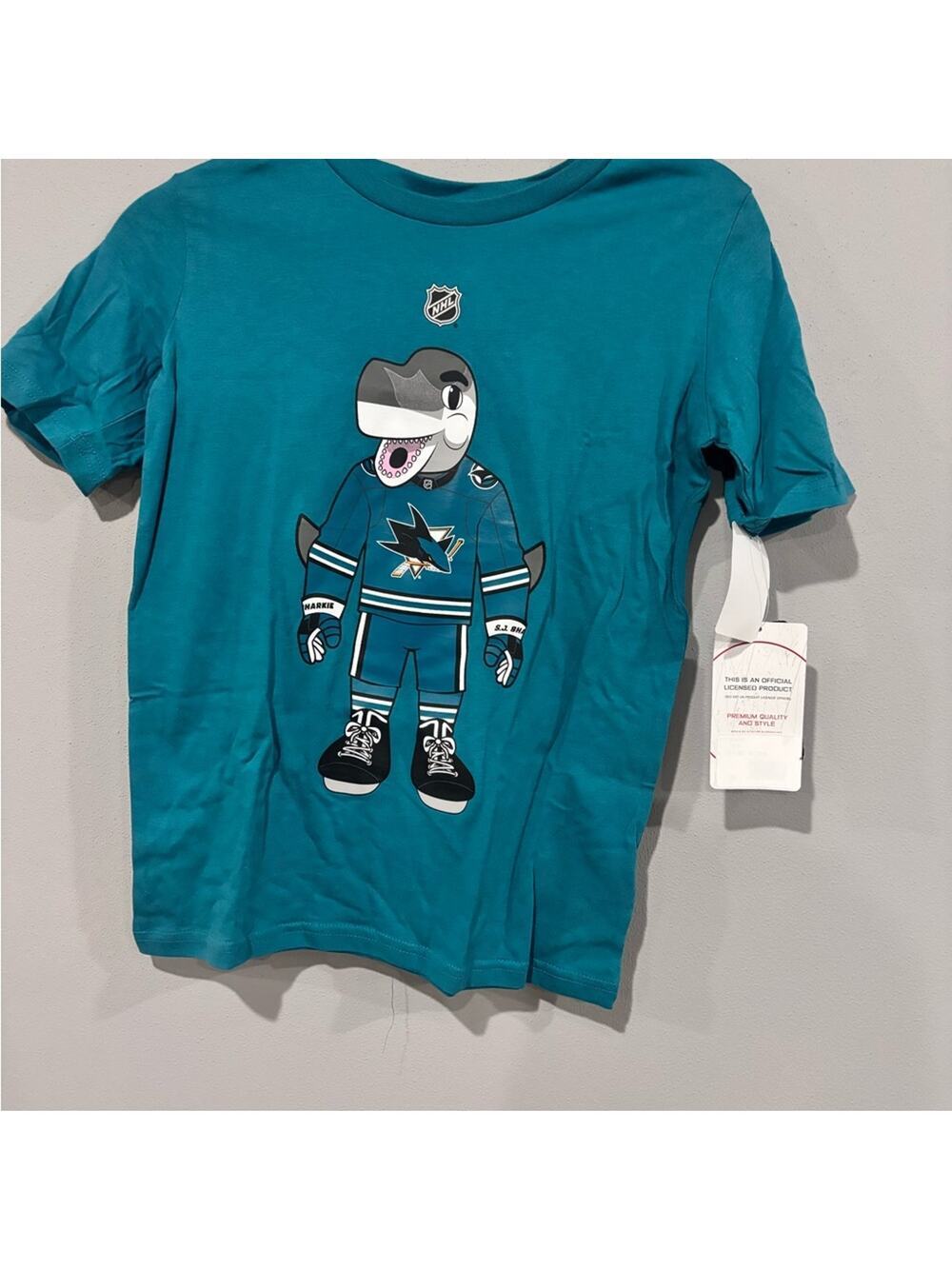 San Jose Sharks Kids Medium NHL Shirt with Mascot Graphic